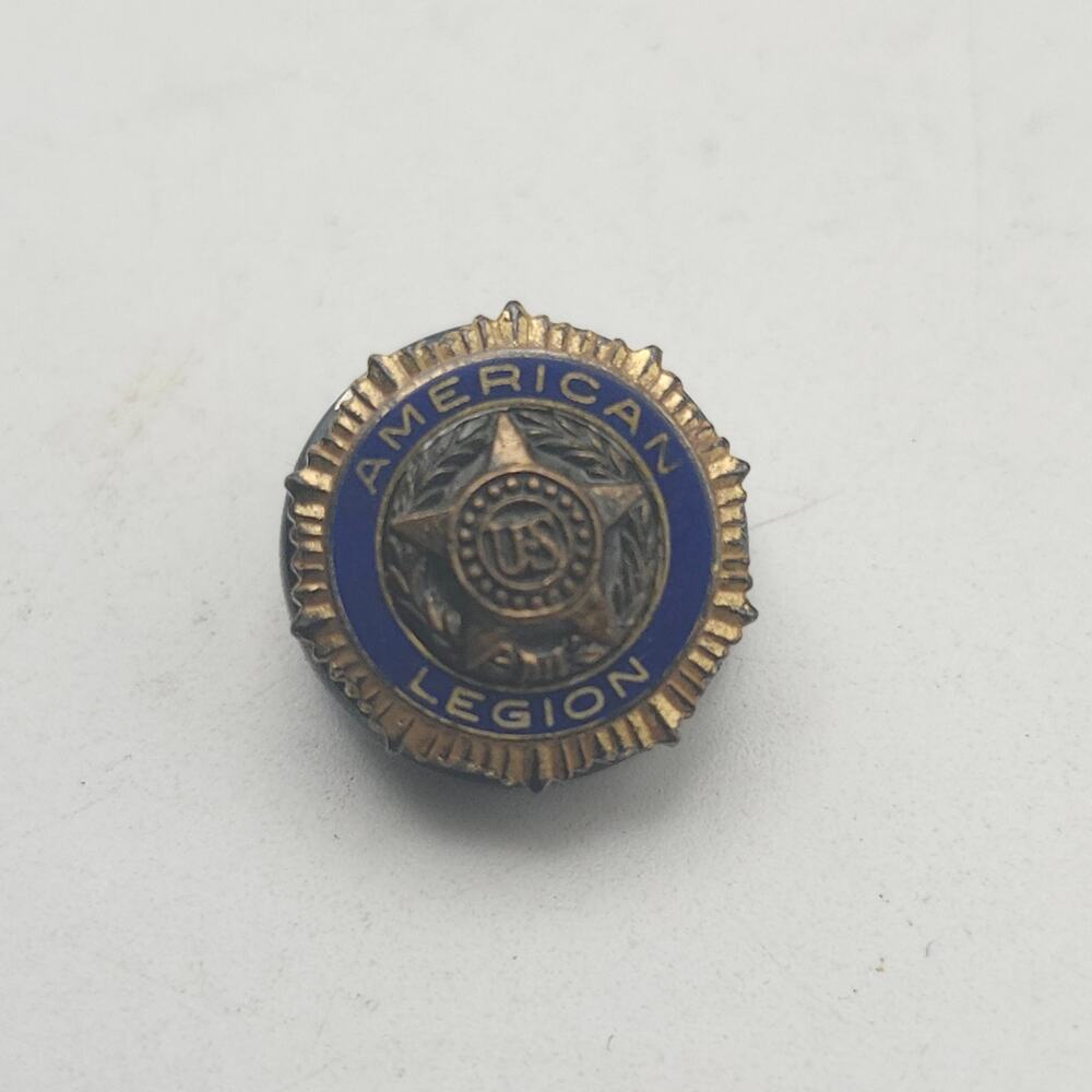 American Legion Sterling Blue Enamel Screwback Lapel Pin Vintage PAT DE 54296 US